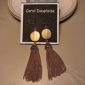 Carol Dauplaise Stein Mart gold tone chain tassel drop earrings - NWT
